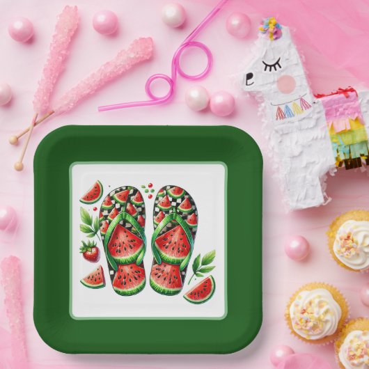 Schattigee Watermeloen Flip Flop Beach Party Papieren Bordje (Feest)