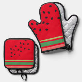 Schattigee Watermeloen Fruit Keuken Ovenwant & Pannenlap Set (Voorkant / Achterkant)