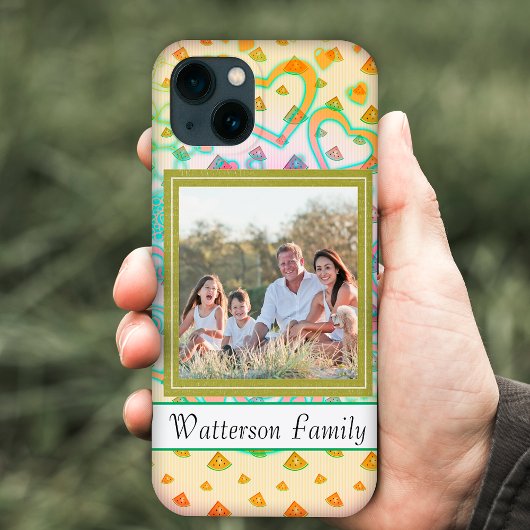 Schattigee watermeloen & harten, aangepaste naam & Case-Mate iPhone case