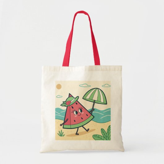 Schattigee Watermeloen Karakter op het strand - Ca Tote Bag (Voorkant)