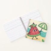 Schattigee Watermeloen Karakter op het strand – No Notitieboek (Binnen)