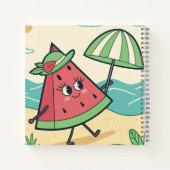 Schattigee Watermeloen Karakter op het strand – No Notitieboek (Achterkant)