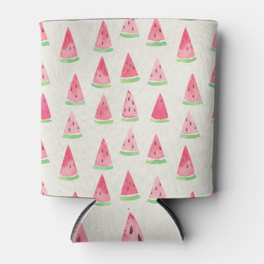 Schattigee watermeloen: naadloos waterverf patroon blikjeskoeler (Voorkant)