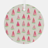 Schattigee watermeloen: naadloos waterverf patroon glas ornament (Achterkant)