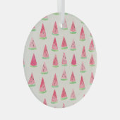 Schattigee watermeloen: naadloos waterverf patroon glas ornament (Voorkant Rechts)