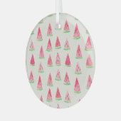 Schattigee watermeloen: naadloos waterverf patroon glas ornament (Voorkant links)