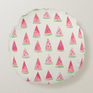 Schattigee watermeloen: naadloos waterverf patroon rond kussen