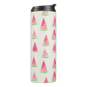 Schattigee watermeloen: naadloos waterverf patroon thermosbeker (Gedraaid links)