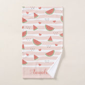 Schattigee watermeloen op roze strepen patroon gep bad handdoek (Handdoek)