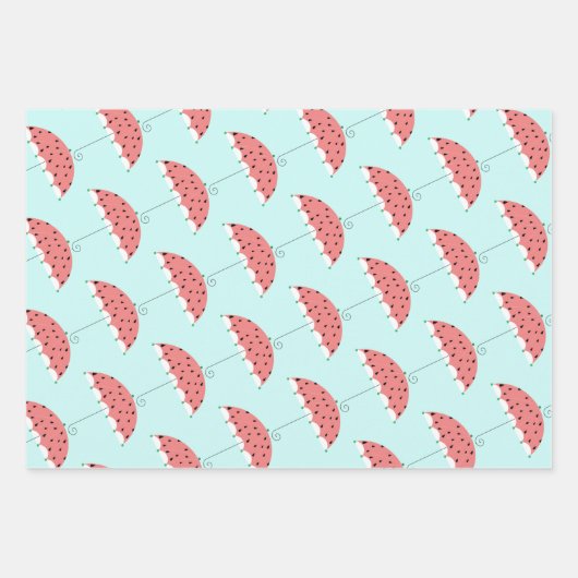 Schattigee Watermeloen Paraplu Patroon Matching Inpakpapier Vel (Voorkant)