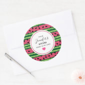 Schattigee Watermeloen Patroon Roze & Groene Keuke Ronde Sticker (Envelop)