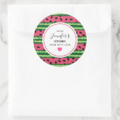 Schattigee Watermeloen Patroon Roze & Groene Keuke Ronde Sticker (Tas)