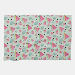 Schattigee Watermeloen Patroon Waterverf Handgesch Theedoek