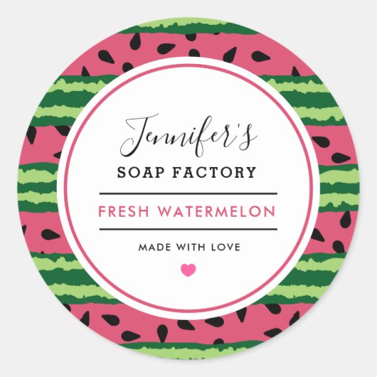 Schattigee watermeloen patroonkaars zeepgeur ronde sticker (Voorkant)