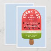 Schattigee Watermeloen Popsicle Eerste Verjaardag Bedankkaart (Voorkant / Achterkant)