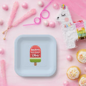 Schattigee Watermeloen Popsicle Happy Birthday Papieren Bordje (Feest)