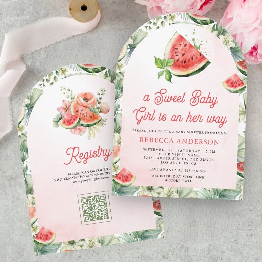 Schattigee Watermeloen Sweet Baby Girl Arch Baby s Kaart