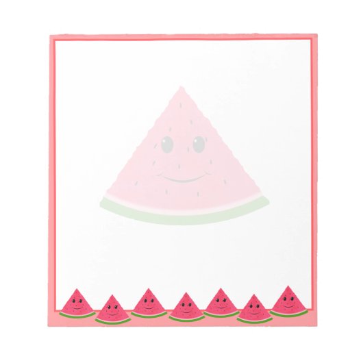 Schattigee Watermeloen Tekening Custom Notitieblok (Voorkant)