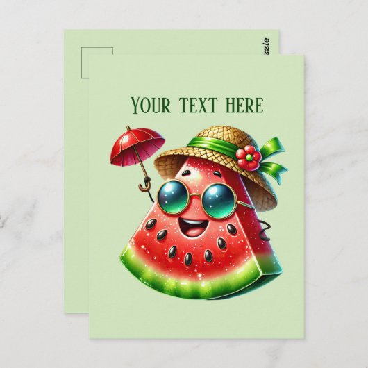 Schattigee watermeloen tekst toevoegen briefkaart (Voorkant / Achterkant)