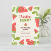 Schattigee watermeloen verjaardag kaart (Staand voorkant)