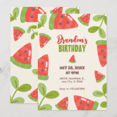 Schattigee watermeloen verjaardag kaart (Voorkant / Achterkant)