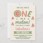 Schattigee Watermeloen Verjaardagsfeestje Uitnodig Kaart (Voorkant)