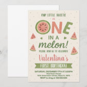 Schattigee Watermeloen Verjaardagsfeestje Uitnodig Kaart (Voorkant / Achterkant)