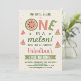 Schattigee Watermeloen Verjaardagsfeestje Uitnodig Kaart