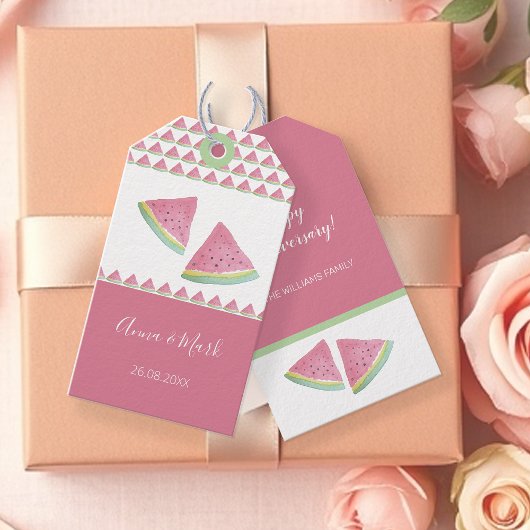 Schattigee Watermeloen Waterverf Handgeschilderd Cadeaulabel