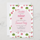 Schattigee watermeloen zomer roze meisje verjaarda kaart (Voorkant)