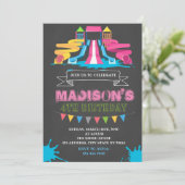 Schattigee Waterpark verjaardagsfeestuitnodiging Kaart (Staand voorkant)