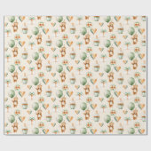 Schattigee Waterverf 1e Verjaardag Cupcake Cadeaupapier (Vlak)