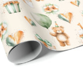 Schattigee Waterverf 1e Verjaardag Cupcake Cadeaupapier (Rol Hoek)