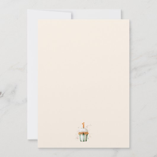 Schattigee Waterverf 1e Verjaardag Cupcake & Gift (Achterkant)