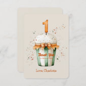 Schattigee Waterverf 1e Verjaardag Dankjewel Kaart (Voorkant / Achterkant)