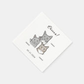 Schattigee Waterverf 3 Katten Cheers Trouwcocktail Servet (Hoek)