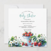 Schattigee Waterverf aardbei Baby shower Kaart (Voorkant)