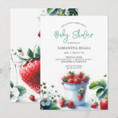 Schattigee Waterverf aardbei Baby shower Kaart (Voorkant / Achterkant)