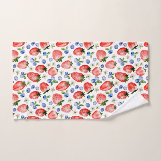 Schattigee Waterverf Aardbei en Blueberry Pattern Bad Handdoek (Handdoek)