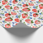 Schattigee Waterverf Aardbei en Blueberry Pattern Cadeaupapier (Hoek)