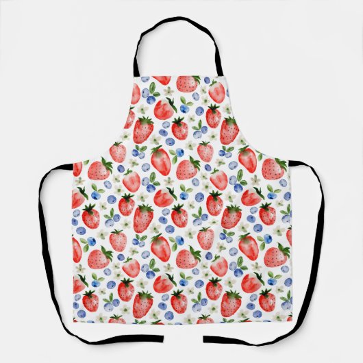 Schattigee Waterverf Aardbei en Blueberry Pattern Schort (Voorkant)