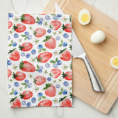 Schattigee Waterverf Aardbei en Blueberry Pattern Theedoek (Quarter Fold)