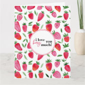 Schattigee waterverf aardbeien patroon Ik hou van  Bedankkaart (Voorkant)