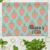 🍓 Schattigee Waterverf Aardbeienpatroon Theedoek (Gevouwen)