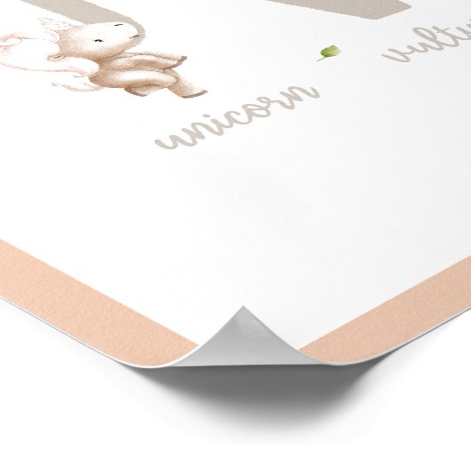 Schattigee Waterverf ABC Animal Alphabet Nursery Poster (Hoek)