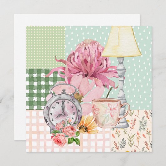 Schattigee waterverf achtergrond botanisch blauw (Voorkant / Achterkant)