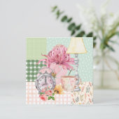 Schattigee waterverf achtergrond botanisch blauw (Staand voorkant)