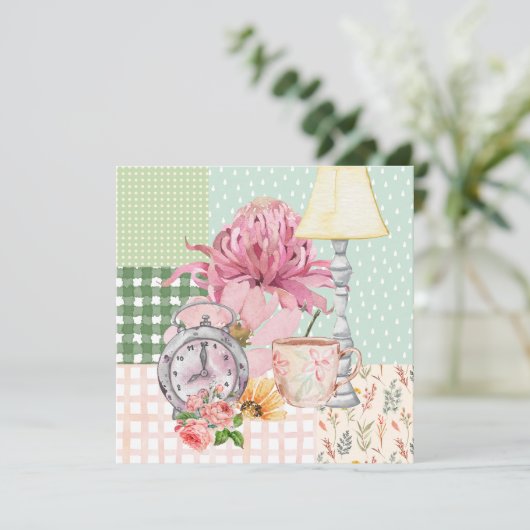 Schattigee waterverf achtergrond botanisch blauw (Staand voorkant)