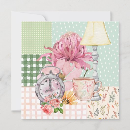 Schattigee waterverf achtergrond botanisch blauw (Voorkant)