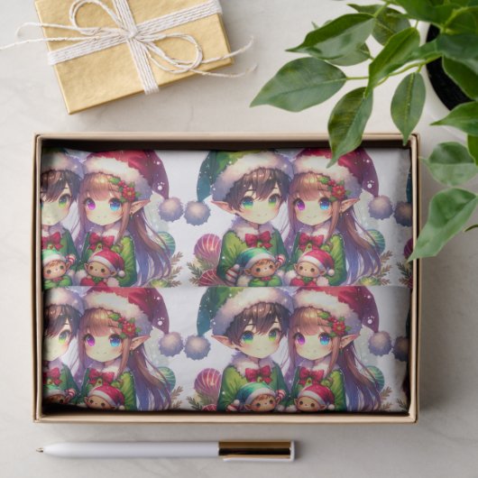Schattigee Waterverf Anime Elves Kerst Tissuepapier (Geschenk)
